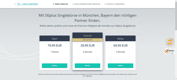 Die Preise für die 50plus Singlebörse im Überblick