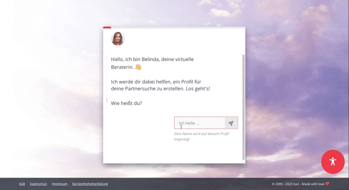Die virtuelle Assistentin leitet dich interaktiv durch die Anmeldung, was den Prozess besonders für Einsteiger narrensicher und angenehm linear macht.
