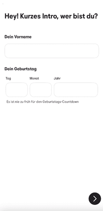 Bumble braucht nicht viele Infos bei der Anmeldung. Aber die, die es braucht, fragt es auf sympathische Weise ab.