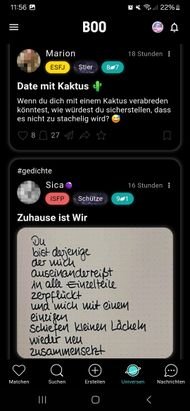 In den “Universen” werden Beiträge geteilt und gerne auch mal philosophiert