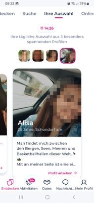 In deiner “Auswahl” findest du jeden Tag Profile, die der LoveScout-Algorithmus für dich ausgesucht hat