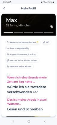 Dein Profil auf LoveScout24 ist umfangreich und aussagekräftig, wenn du es denn so gestalten willst