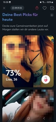 Die Prozentzahl in den “Best Picks” zeigt dir, wie groß die Übereinstimmung zwischen dir und anderen Usern ist