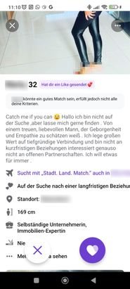 Weit weg – und meine Kriterien erfüllt diese junge Dame leider auch nicht. Schade!