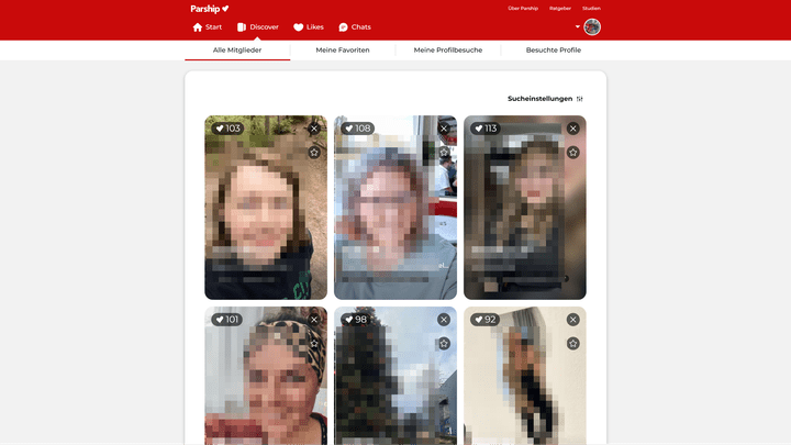 Der Algorithmus von Parship liefert Kontaktvorschläge jeder Alters- und Einkommensgruppe