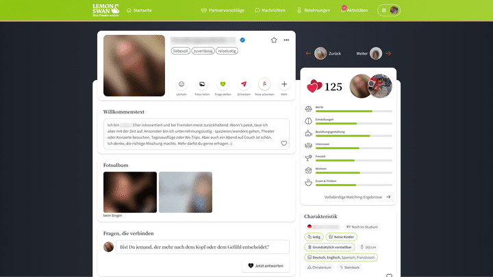 Ohne Klarnamen und mit verpixelten Profilbildern sollst du auf LemonSwan flirten