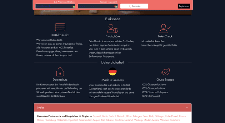 Prominent auf der Website des Betreibers siehst du das Versprechen: 100 Prozent kostenfrei! Und das stimmt. Hier zahlst du nicht einen Cent für alle Funktionen.