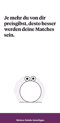 Sympathisch - Hinge zeigt dir bei der Anmeldung süße Prompts an, damit du dein Profil auch schön ausfüllst!