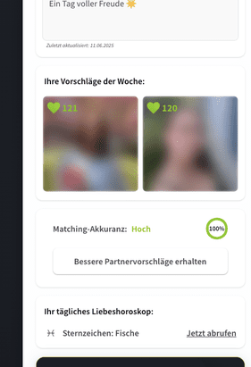 Du kannst deine Matching-Akkuranz auf der Plattform steigern, indem du Profile likest oder nicht likest – aber auch hier siehst du keine Fotos! Es fühlt sich an, als würde man den Algorithmus mit Daten füttern, ohne wirklich eine Grundlage für die Präferenz zu haben. Sehr gewöhnungsbedürftig!