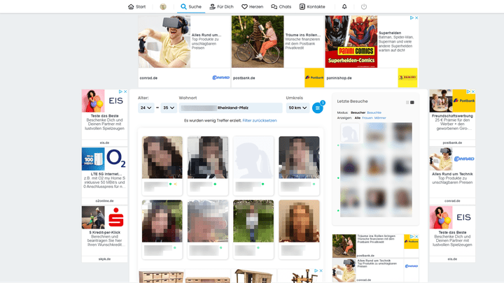 In weniger gut besuchten Regionen sind häufig dieselben Nutzer:innen online. Diese sind dann nur da, um ein wenig zu chatten – und nicht, um die große Liebe zu finden.