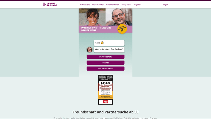 Eine der bekanntesten Dating-Plattformen ab 50 ist die Singlebörse Lebensfreunde