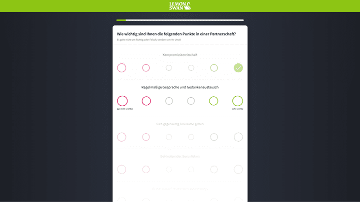 Dank einfacher Fragen ist LemonSwan sehr zugänglich