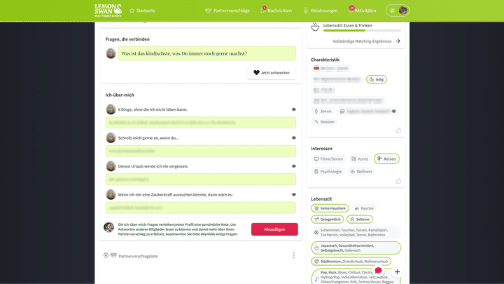 Die meisten Profilinfos sind erst versteckt und werden freigeschaltet, wenn du die entsprechenden Teile selbst ausgefüllt hast