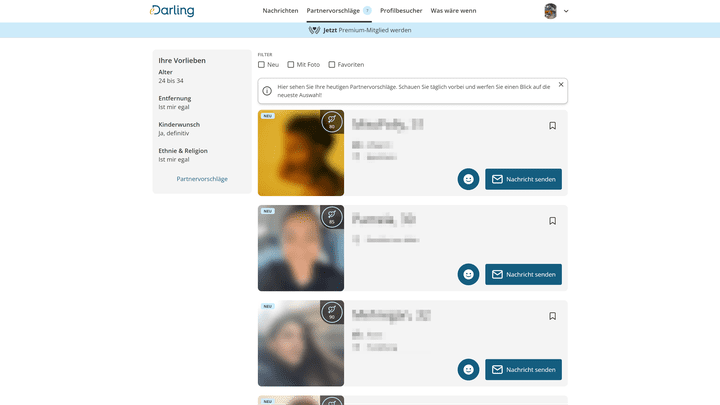 Der Matching-Score wird klein im Profilbild angegeben. Um eine Zusammenfassung zu sehen, öffnest du einfach das Profil.