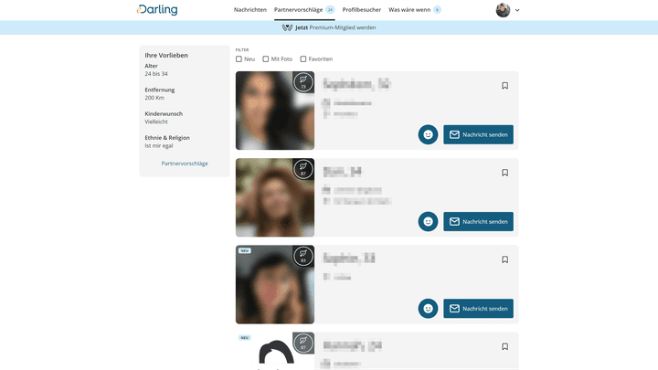 Bei eDarling trudeln Partnervorschläge aus ganz Europa ein