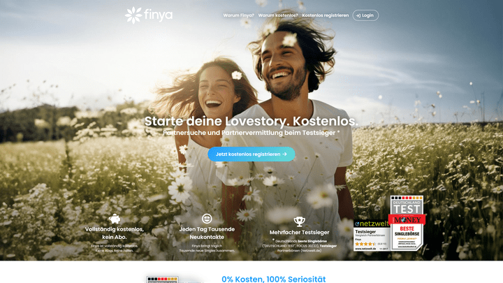 Der bekannteste kostenlose Anbieter ist Finya, welches streng genommen nicht zu den “klassischen” Partnervermittlungen gehört