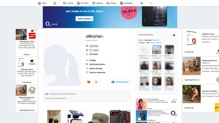 Oftmals sind dieselben Profile ohne Profilbild online. Ja, das ist kein offensichtlicher Fake; aber verdächtig ist es schon.