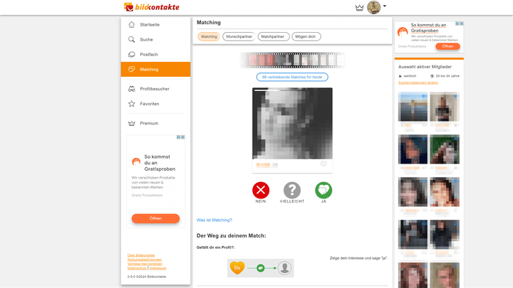 Das Matching-System erinnert an populäre Dating-Apps