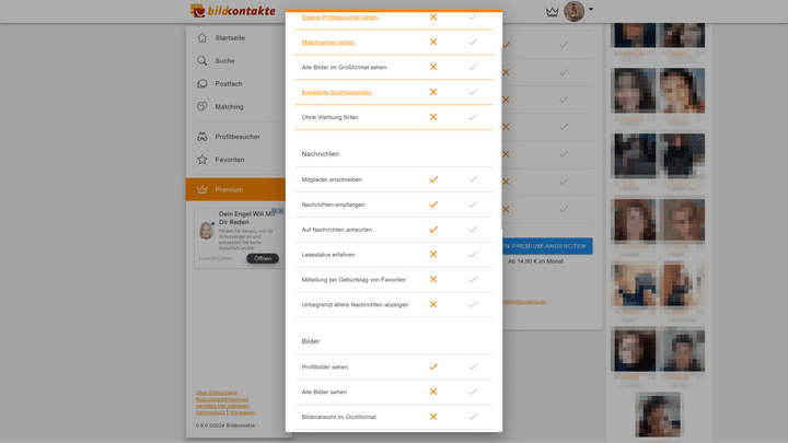 Einige der Premium-Features von Bildkontakte.de im Überblick
