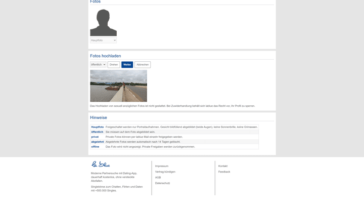 Ein akzeptables Foto hochzuladen, ist bei lablue komplizierter als gedacht