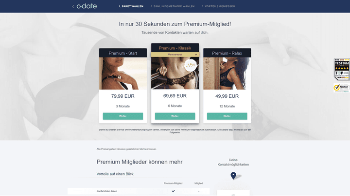 Die Preise von C-Date sind gesalzen