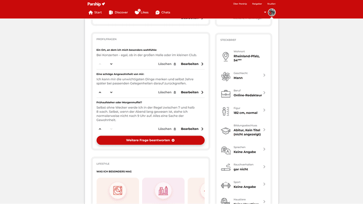 Auch Profilfragen bieten oft gute Ansatzpunkte für Smalltalk