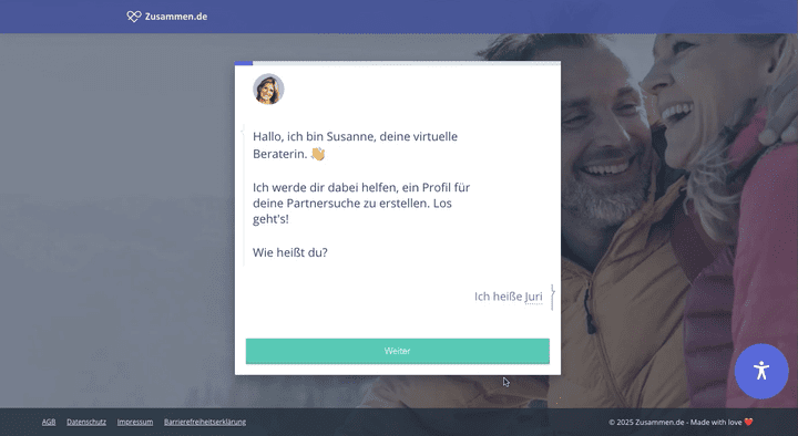 Falls du Angst hast, die Anmeldung könnte zu anstrengend oder kompliziert sein – keine Sorge, die Susanne hilft dir! Die nette automatisierte Chat-Assistentin führt dich durch den gesamten Prozess.