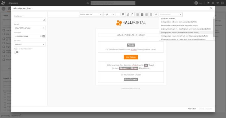Individualisieren und verschicken Sie zeitlich begrenzte eTickets
