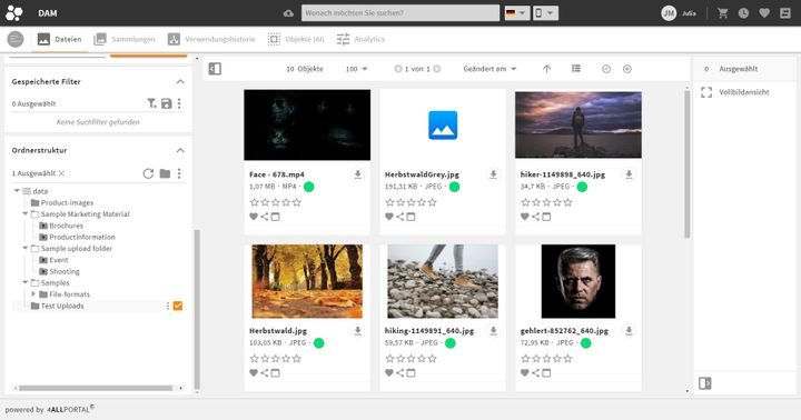 Sortieren Sie Ihre Bilder, Videos und Audiofiles in Ordnern und Sammlungen