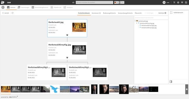 Verfolgen Sie den Weg von der ersten Datei zum fertigen Asset im Evolutionsbaum