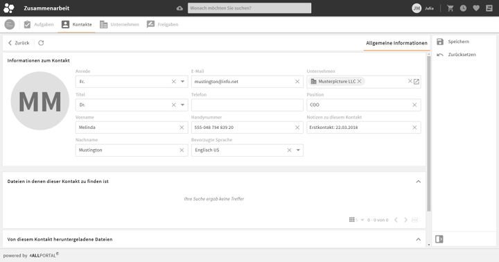 Mit der Kontaktverwaltung haben Sie alle wichtigen Infos zu Ihren Ansprechpartner:innen immer zur Hand