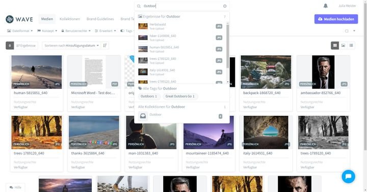 Finden Sie über die Suche schneller relevante Assets