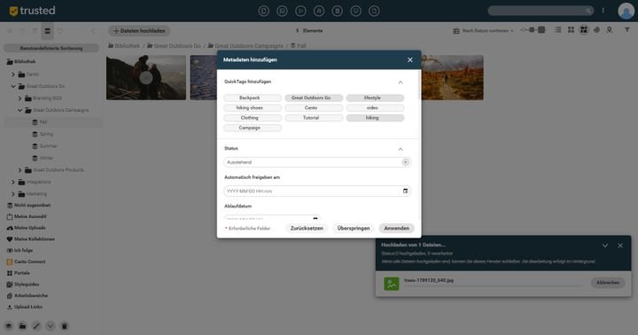 Erledigen Sie den Import über die Schaltfläche oder per Drag-and-drop