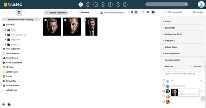 Finden Sie Bilder von Personen zügig über die Gesichtserkennung