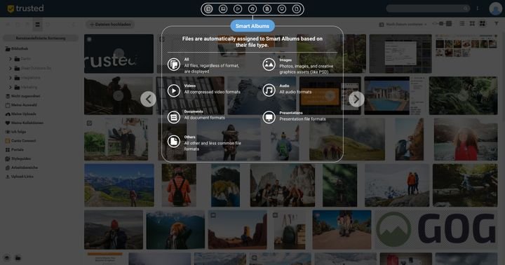 Canto bietet Ihnen nach dem ersten Login eine kurze Tour durch das Interface
