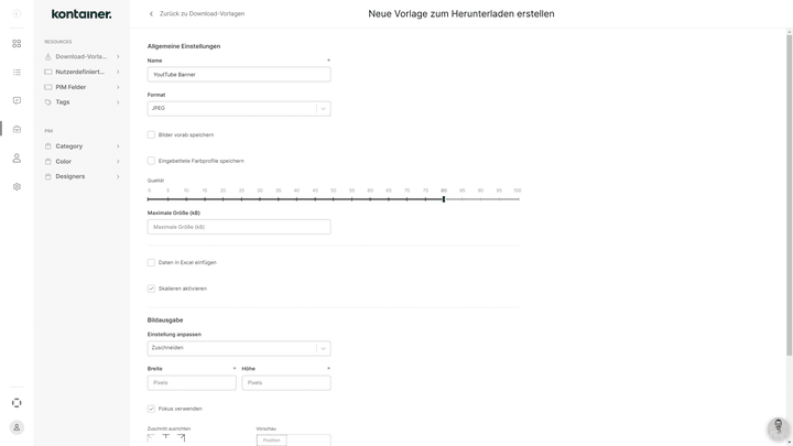 Legen Sie passende Vorlagen für Ihre Downloads an