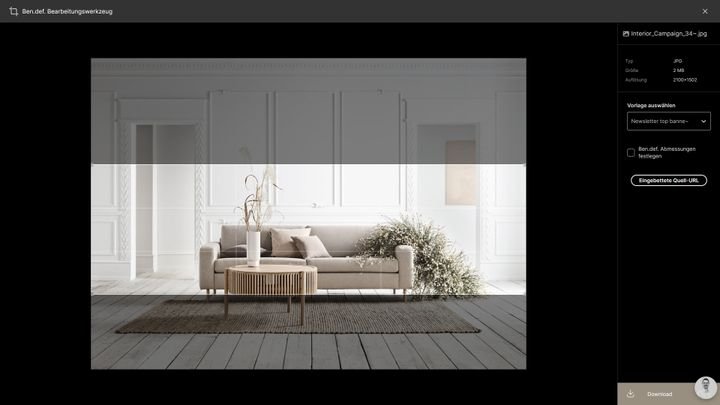 Im Bearbeitungstool wählen Sie gewünschte Bildausschnitte und Co.