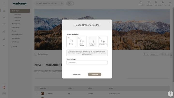 Sie organisieren Ihre Bilder, Videos und mehr in individuellen Ordner-Strukturen