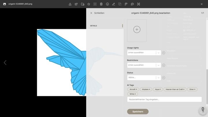 Kontainer tut sich beim Tagging abstrakter Formen etwas schwerer, die Vorschläge sind aber grob OK
