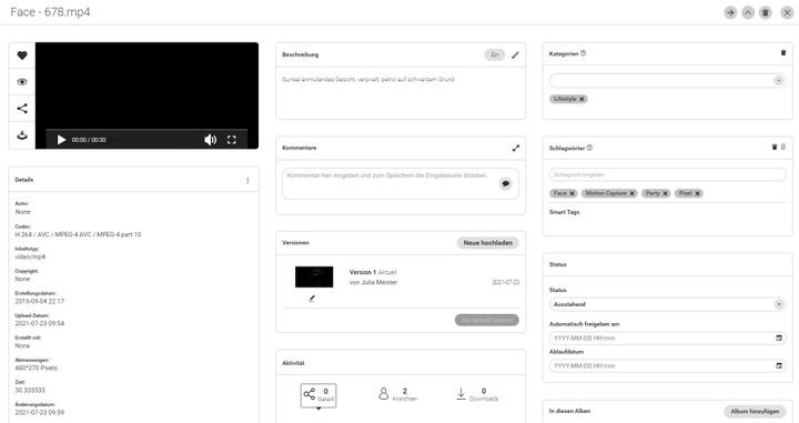 Für Videomaterial gibt es gesonderte Verwaltungssysteme in Form der VAM-Tools