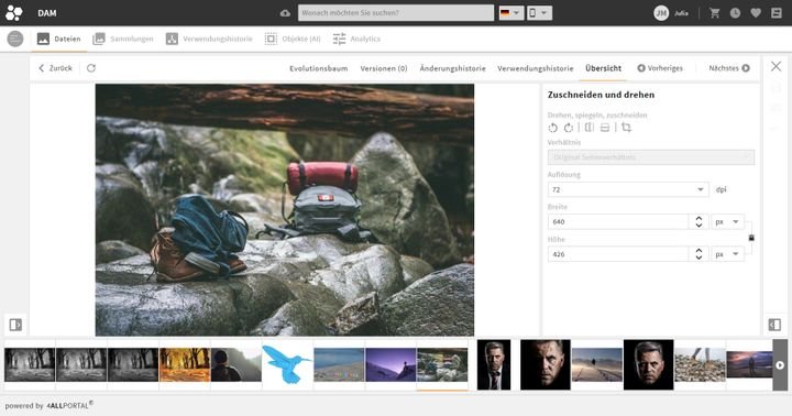 Schneide in 4ALLPORTAL zügig deine Bilder und Videos zu