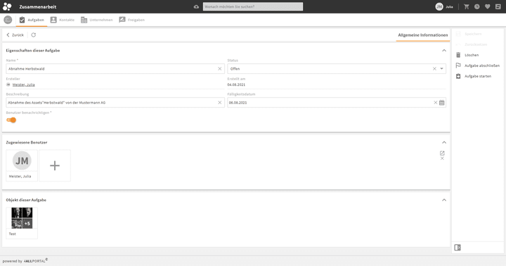 Die Aufgabenplanung hilft dir bei der Einhaltung von Deadlines und Abnahme-Terminen