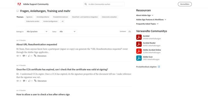 Tauschen Sie sich im Forum mit anderen Usern von Adobe Sign aus