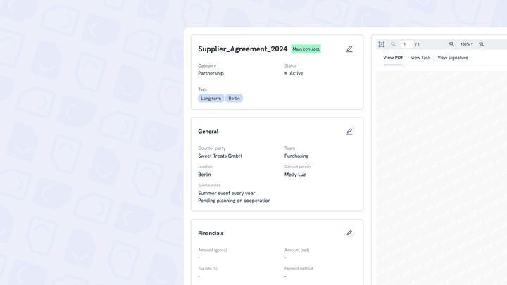 Alle wichtigen Laufzeiten und Fristen sind für jeden Vertrag in ContractHero hinterlegt; bei Bedarf erinnert das Tool Sie auch daran