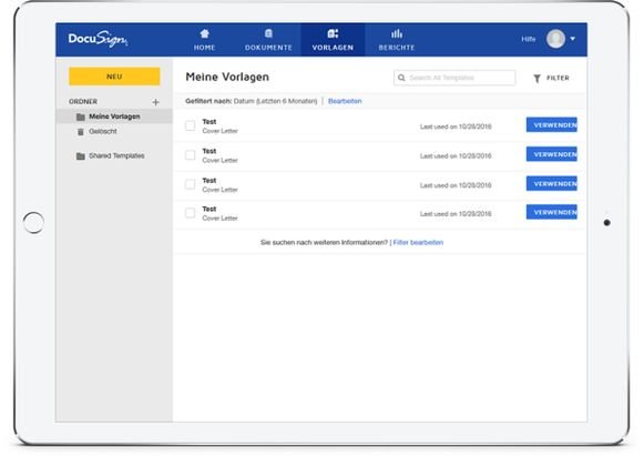 Mit DocuSign erstellen Sie schnell und einfach Vorlagen für wiederkehrende Dokumente und Prozesse