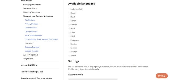 Xodo Sign ist in vielen verschiedenen Sprachen verfügbar