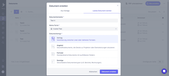 Verträge und andere Dokumente lassen sich direkt in fynk im integrierten Vertragseditor erstellen