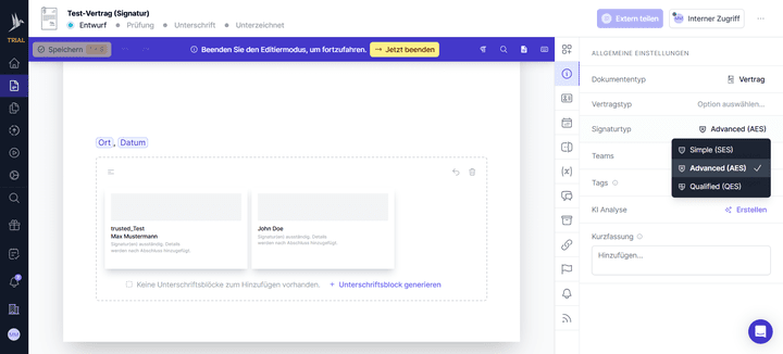 Mit fynk kannst du alle Signaturtypen erstellen, die in der eIDAS-Verordnung verankert sind