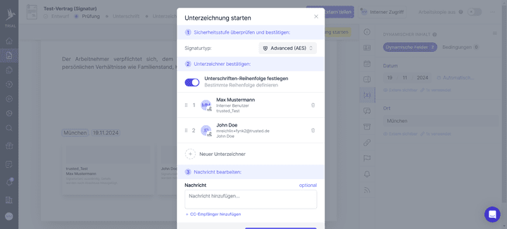 Die Reihenfolge deiner Signaturen legst du selbst fest; so entstehen individuelle Signaturprozesse nach deinen Vorgaben