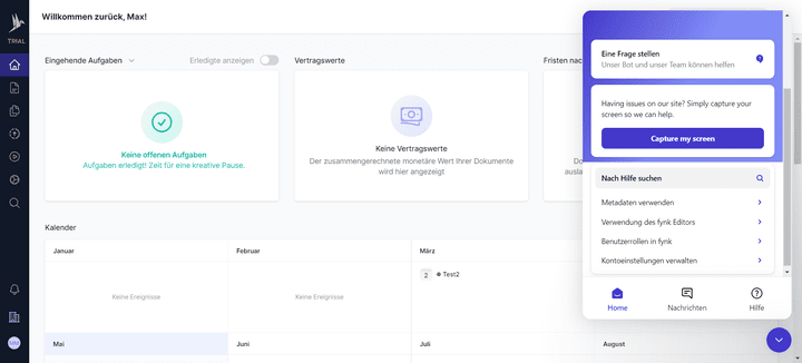 Kontakt mit dem Support-Team nimmst du per Chat direkt aus der fynk-Oberfläche auf